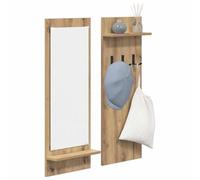 vidaXL Porte-Manteau Mural avec Miroir Chêne Artisanal 70 x 10 x 90 cm, Étagère de Rangement pour Couloir, Porte-Manteau Moderne, fixée au Mur, Organisateur Vertical