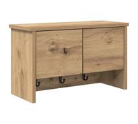 vidaXL Porte-Manteau Mural avec Porte chêne Artisanal 50 x 20 x 30 cm, Rangement Couloir, Design Moderne, Crochets muraux, Organisation Pratique, Porte-Manteaux compacts, Solutions Pratiques