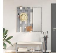 vidaXL Porte-manteau mural avec stockage avec miroir Gris sonoma 100 x 10 x 100 cm