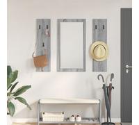 vidaXL Porte-manteau mural avec stockage avec miroir Sonoma gris 96 x 1,5 x 90 cm