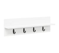 vidaXL Porte-manteau mural blanc 60 x 10,5 x 18 cm en panneau de particules avec étagère intégrée et crochets pour chapeaux et sacs à main.