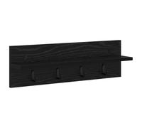 vidaXL Porte-manteau mural en chêne noir - 60 x 10,5 x 18 cm, en bois avec crochets métalliques, parfait pour l'organisation des couloirs, facile à assembler.