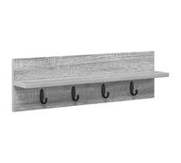 vidaXL Porte-manteau mural gris Sonoma, fabriqué à partir de bois de 60 x 10,5 x 18 cm, avec crochets et étagères pour un rangement peu encombrant.