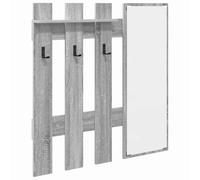 vidaXL Porte-manteau mural avec stockage avec miroir Gris sonoma 100 x 10 x 100 cm