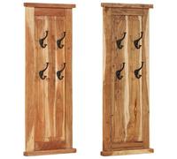 vidaXL Porte-manteaux 2 pcs Bois massif d'acacia 38x100 cm Marron