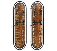 vidaXL Porte-manteaux muraux et 4 crochets 2 pcs bois massif récupéré