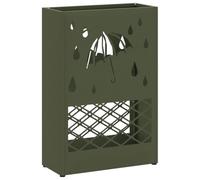 vidaXL Porte-Parapluie Vert Olive 28 x 12 x 41 cm Acier, Porte-Parapluie stylé, étagère rectangulaire en Acier, Organisateur Moderne, Accessoire d'entrée Minimaliste