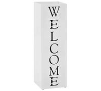 vidaXL Porte-Parapluie Welcome Acier Blanc Support Parapluies Meuble d'Entrée