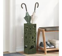 Vidaxl Porte-Parapluies Vert Olive Métal Moyen Incrustations Décoratives