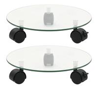 vidaXL Porte-plantes roulant 2 pcs Verre trempé 28 cm Rond