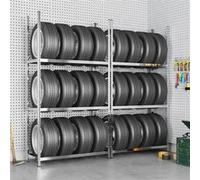 vidaXL Porte-pneus à 3 niveaux 2 pcs Argenté 110x40x200 cm Acier