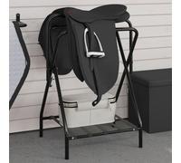 vidaXL Porte-selle pliable autoportant noir fer