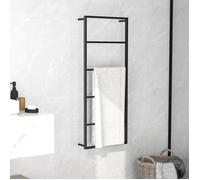 vidaXL Porte-serviette 45x10x115 cm Acier Noir – Barres multicouches, Anti-rouille