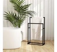 Porte-serviettes sur pied Noir 48x24x78,5 cm Fer