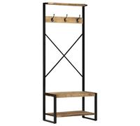 vidaXL Porte-vêtements 80x40x190 cm bois de manguier massif avec étagère et rangement à chaussures