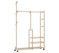 vidaXL Porte-vêtements 4008919 bambou 100×38×175,5 cm avec étagères et roulettes