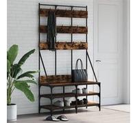 Porte-vêtements et rangement des chaussures chêne fumé 837859