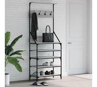 vidaXL Porte-vêtements et Rangement des Chaussures, Penderie avec Étagères, Portant à Vêtements Chambre à Coucher, Moderne, 837875 Noir G