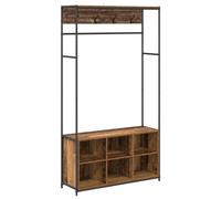 vidaXL Portemanteau avec Banc à Chaussures Bois Ancien, Porte-Manteau Rustique Industriel, pour Chambre, Salon, Couloir, Rangement Multi-Crochets, Gain de Place