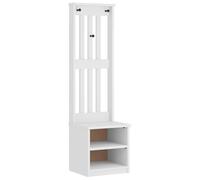 vidaXL Portemanteau SANDNES Blanc 45x40x159,5 cm Bois Massif pin, Banc de Couloir, Meuble de Rangement de Couloir, Rangement à Chaussures de Couloir