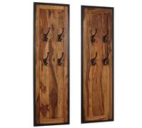 vidaXL Portemanteaux 2 pcs Bois solide de Sesham