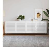 Portes d'Armoire à Persiennes 4 pcs, Portes de Placard à Chaussures, Panneaux de Radiateur, Décoration d'Intérieur, Blanc Bois de Pin Massif