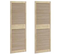 vidaXL Portes de Placard Naturel 170 x 59,5 cm - 2 en Bois de pin Massif Brun Rustique, avec persiennes et Lattes Ajustables. Idéal pour Un Usage intérieur. Fini avec Un Beau Grain. Parfait pour la c