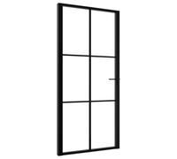 vidaXL Porte intérieure vitrée 102,5x201,5 cm Noir – Verre ESG, poignée aluminium, serrure en fer