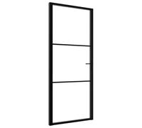 vidaXL Porte Intérieure Porte Vitrée Poignée en Alliage d'Aluminium Serrure en Fer Salon Maison Verre ESG et Aluminium 93x201,5 cm Noir