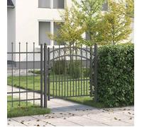 VIDAXL Portillon battant en acier gris 100 x 100 cm - sommet arrondi, pointes, 3 clés