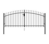 Portillon double porte avec dessus à pointe Acier 3x1,25 m Noir