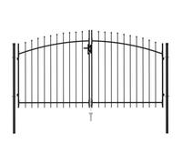 Portillon double porte avec dessus à pointe Acier 3x1,5 m Noir