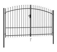 vidaXL Portillon double porte avec dessus à pointe Acier 3x1,75 m Noir