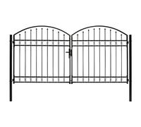 vidaXL Portillon double porte avec dessus arqu¿¿ Acier 300x150 cm Noir