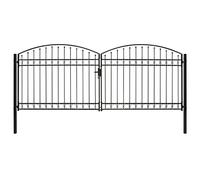 vidaXL Portillon double porte avec dessus arqu¿¿ Acier 400x175 cm Noir