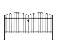 vidaXL Portillon double porte avec dessus arqu¿¿ Acier 400x200 cm Noir
