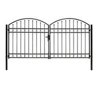 vidaXL Portillon double porte avec dessus arqu¿¿ Acier 300x125 cm Noir