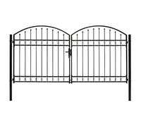 vidaXL Portillon double avec dessus arqué Acier 300x150 cm Noir