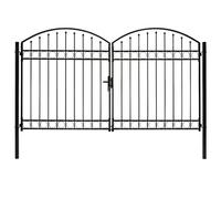 vidaXL Portillon double porte avec dessus arqué Acier 300x200 cm Noir