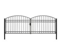 vidaXL Portillon double porte avec dessus arqué Acier 400x125 cm Noir