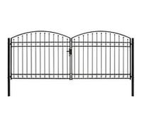 vidaXL Portillon double porte avec dessus arqu¿¿ Acier 400x175 cm Noir