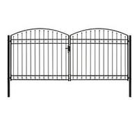 vidaXL Portillon double porte avec dessus arqu¿¿ Acier 400x200 cm Noir