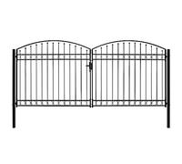 vidaXL Portillon Double Porte avec Dessus Arqué Panneau de Porte Portillon de Jardin Portail de Terrasse Jardin Patio Extérieur Cour Acier 400x200 cm