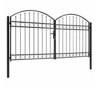vidaXL Portillon Double Porte avec Dessus Arqué Panneau de Porte Portillon de Jardin Portail de Terrasse Jardin Patio Extérieur Cour Acier 300x150 cm