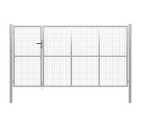 vidaXL Portillon Portail de Jardin Portillon de Clôture de Jardin Portail de Jardin Barrière de Jardin Terrasse Extérieur Acier 350x150 cm Argenté