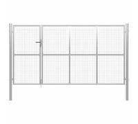 vidaXL Portillon Portail de Jardin Portillon de Clôture de Jardin Portail de Jardin Barrière de Jardin Terrasse Extérieur Acier 350x150 cm Argenté