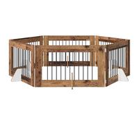 vidaXL Portillon pour Chien avec Supports 6 pcs Bois Ancien, Clôture Moderne pour Chiens, Design Pliable, barrière Pratique pour intérieur, diviseur d’Espace Fun