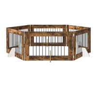 vidaXL Portillon pour chien avec supports 6 pcs Chêne fumé 100 x 60 cm, Clôture moderne pour chiens, design pliable, barrière pratique pour intérieur, diviseur d’espace fun
