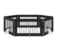 vidaXL Portillon pour chien avec supports 6 pcs Chêne noir 100 x 60 cm, Clôture moderne pour chiens, design pliable, barrière pratique pour intérieur, diviseur d’espace fun