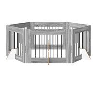 vidaXL Portillon pour Chien avec Supports 6 pcs Sonoma Gris 80 x 60 cm, Clôture Moderne pour Chiens, Design Pliable, barrière Pratique pour intérieur, diviseur d’Espace Fun